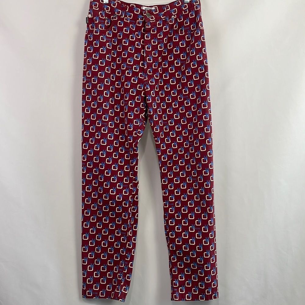 Moschino Rare Vintage Logo Wine Print Jeans